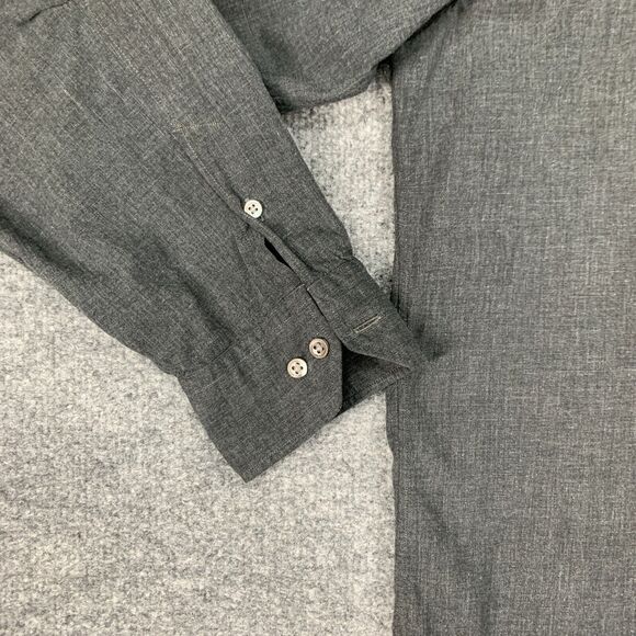 Nordstrom Dress Shirt Men L Large Charcoal Gray Natural Style Long Sleeve Collar - Picture 3 of 12